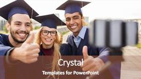  Presentation with bachelor - Colorful presentation theme enhanced with education graduation technology and people backdrop and a tawny brown colored foreground