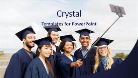  Presentation with bachelor - Beautiful theme featuring education graduation technology and people backdrop and a sky blue colored foreground