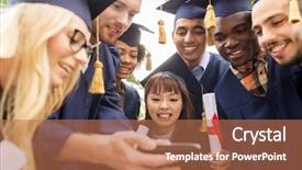  Presentation with international education - PPT theme with education graduation technology and people background and a  colored foreground