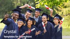  Presentation with technology education - Presentation theme having education graduation technology and people background and a navy blue colored foreground