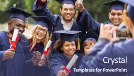  Presentation with bachelor - Cool new slide set with education graduation technology and people backdrop and a ocean colored foreground