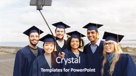  Presentation with international education - PPT layouts consisting of education graduation technology and people background and a navy blue colored foreground