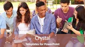  Presentation with high school students - PPT theme having education group projects - high school students collaborating background and a coral colored foreground