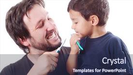  Presentation with teaching - Slides consisting of education health - father is teaching his son background and a navy blue colored foreground