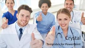  Presentation with lecture hall - PPT theme featuring education health care gesture people background and a light blue colored foreground