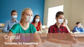 Presentation with medical books - Colorful slide set enhanced with education-healthcare-and-pandemic-concept backdrop and a coral colored foreground