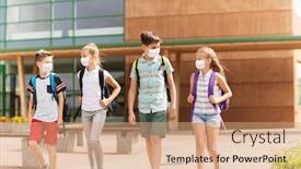  Presentation with medical students - Beautiful slide deck featuring education-healthcare-and-pandemic-concept backdrop and a coral colored foreground