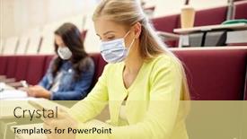  Presentation with medical education - Slide deck having education-healthcare-and-pandemic-concept background and a blonde colored foreground