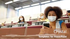  Presentation with medical student - Audience pleasing PPT theme consisting of education-healthcare-and-pandemic-concept backdrop and a coral colored foreground