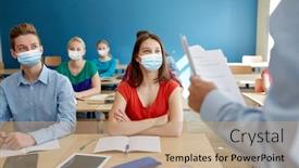  Presentation with medical teacher - Slide set featuring education-healthcare-and-pandemic-concept background and a coral colored foreground