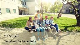  Presentation with high school testing - Cool new slides with education high school and people backdrop and a mint green colored foreground