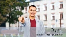  Presentation with school building - Slide deck featuring education high school and people background and a  colored foreground