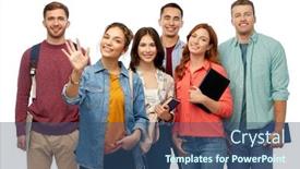  Presentation with high school students - Presentation theme consisting of education-high-school-and-people background and a ocean colored foreground