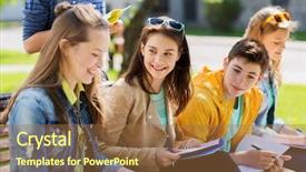  Presentation with summer school - Slide set with education high school and people background and a red colored foreground