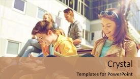  Presentation with high school students - PPT theme having education high school and people background and a coral colored foreground
