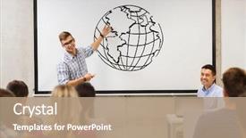  Presentation with high-school - Presentation enhanced with education high school geography background and a coral colored foreground