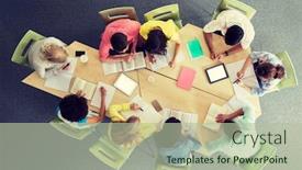  Presentation with international education - Presentation theme featuring education-high-school-people background and a mint green colored foreground