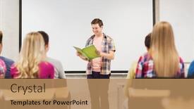  Presentation with education teamwork - Slides with essay - education high school teamwork background and a coral colored foreground