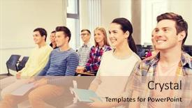  Presentation with education teamwork - Slide set with education high school teamwork background and a lemonade colored foreground