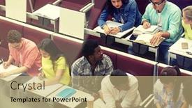  Presentation with international education - Colorful slides enhanced with education-high-school-university-learning backdrop and a coral colored foreground