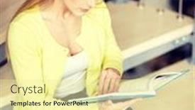  Presentation with book stairs - Cool new slide deck with education-high-school-university-learning backdrop and a blonde colored foreground