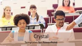  Presentation with international education - Slide deck consisting of education high school university learning background and a coral colored foreground