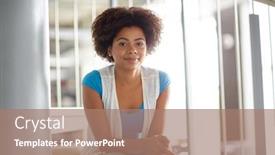  Presentation with african american high school - Beautiful theme featuring education high school university learning and people concept - smiling african american student girl sitting on stairs at library backdrop and a coral colored foreground