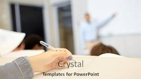  Presentation with student writing - Slides enhanced with education-high-school-university-learning background and a lemonade colored foreground