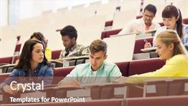  Presentation with international education - PPT theme consisting of education high school university learning background and a tawny brown colored foreground