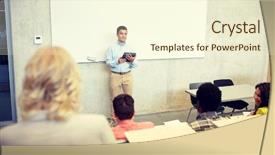  Presentation with international education - Beautiful presentation theme featuring education high school university teaching backdrop and a cream colored foreground