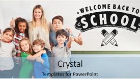  Presentation with welcome back - Slide set featuring education inclizion - welcome back to school background and a light blue colored foreground