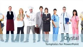  Presentation with industrial workers - Slides having education industry - group of industrial workers isolated background and a sky blue colored foreground