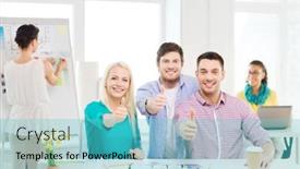  Presentation with interior design office - Amazing presentation having education interior design and office concept - smiling interior designers with color samples and blueprint in office backdrop and a cyan colored foreground