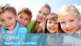  Presentation with cheerful stylish city girl using - Beautiful slide deck featuring education kids - portrait of cheerful boy backdrop and a teal colored foreground