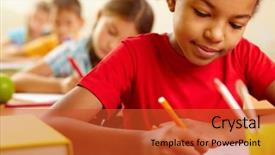  Presentation with crayons - Amazing presentation design having education kids - portrait of lovely girl drawing backdrop and a red colored foreground