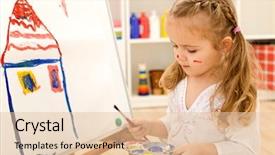  Presentation with artist - Slide deck featuring education kids dreams - little artist girl painting her background and a lemonade colored foreground