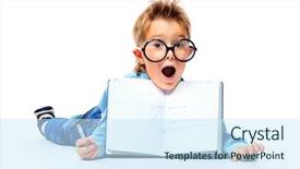  Presentation with floor - Colorful slide set enhanced with education kids dreams - little boy in spectacles backdrop and a  colored foreground