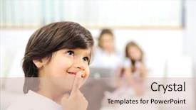  Presentation with education cute - Amazing slide set having education kids dreams - little cute boy thinking backdrop and a soft green colored foreground