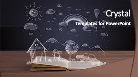  Presentation with open book - PPT theme featuring education kids dreams - open book with hand drawn background and a  colored foreground