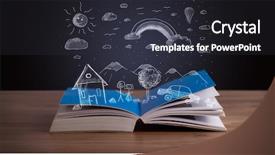  Presentation with story book conceptual open - Presentation theme with education kids dreams - open book with hand drawn background and a dark gray colored foreground