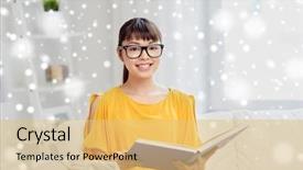  Presentation with asian literature - Slides with people concept - smiling young background and a yellow colored foreground