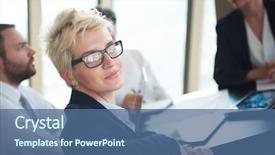  Presentation with business near shoring - Beautiful PPT theme featuring education laptop - blonde with short hairstyle backdrop and a  colored foreground