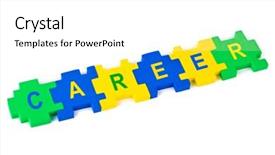  Presentation with career - Beautiful presentation theme featuring education leadership - puzzle career isolated on white backdrop and a  colored foreground