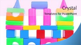  Presentation with plastic - Cool new theme with education leadership block - colorful plastic toys isolated backdrop and a  colored foreground