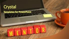  Presentation with mentor - Beautiful presentation design featuring education leadership block - mentor written on a wooden backdrop and a tawny brown colored foreground