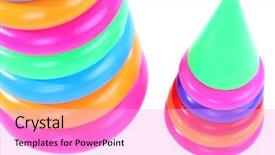  Presentation with plastic in chemistry - Presentation theme consisting of education leadership block - plastic toy pyramids isolated background and a  colored foreground