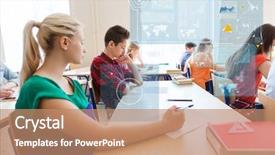  Presentation with virtual learning - Audience pleasing PPT theme consisting of education learning statistics and people backdrop and a  colored foreground