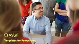  Presentation with technology students - Slide set enhanced with education learning teaching technology background and a tawny brown colored foreground