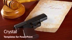  Presentation with education law - Beautiful presentation theme featuring education legislative - judges wooden gavel with gun backdrop and a wine colored foreground