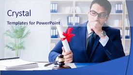  Presentation with legal - PPT theme enhanced with education legislative - laywer with diploma roll background and a sky blue colored foreground